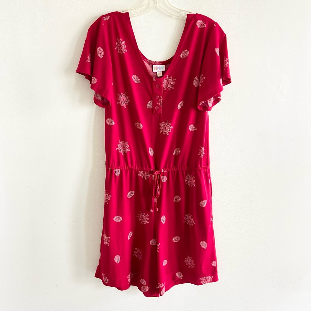 3/$25 Lularoe Xanthe romper red white bandana XXS